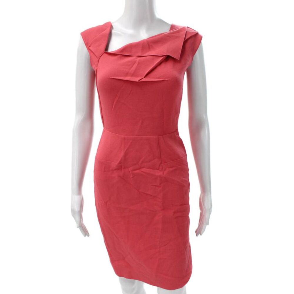 Roland Mouret Women Sheath Dress Pink Cowl Neck Knee-Length Size 4